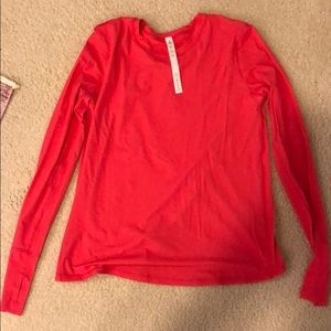 Hot pink long sleeve lululemon shirt with flap